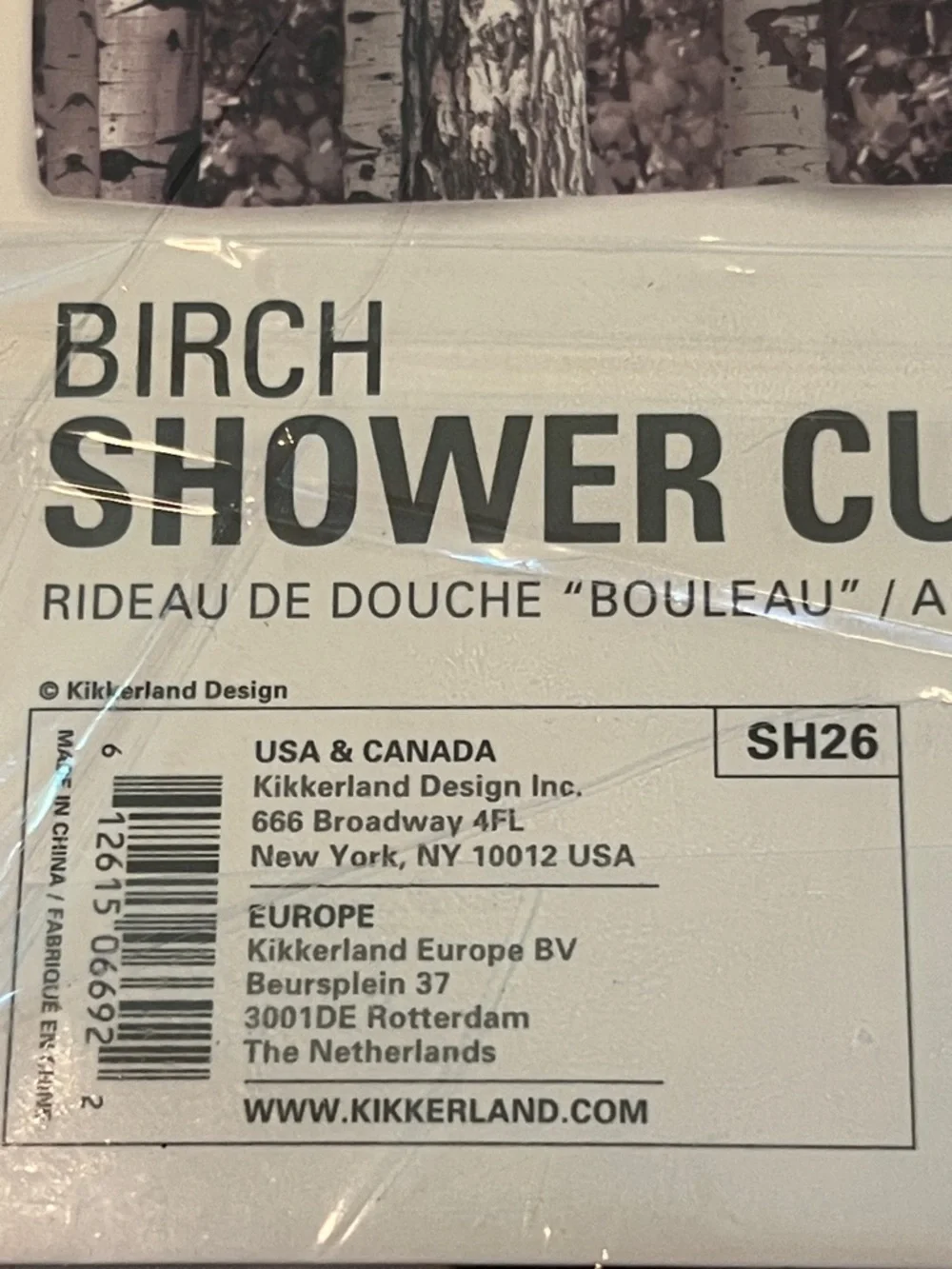 Kikkerland birch shower curtain 72” x 72“-NIB